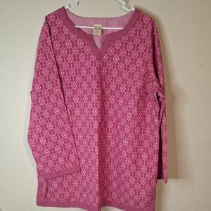 Blair Pink Geometric Long Sleeve Blouse size XL